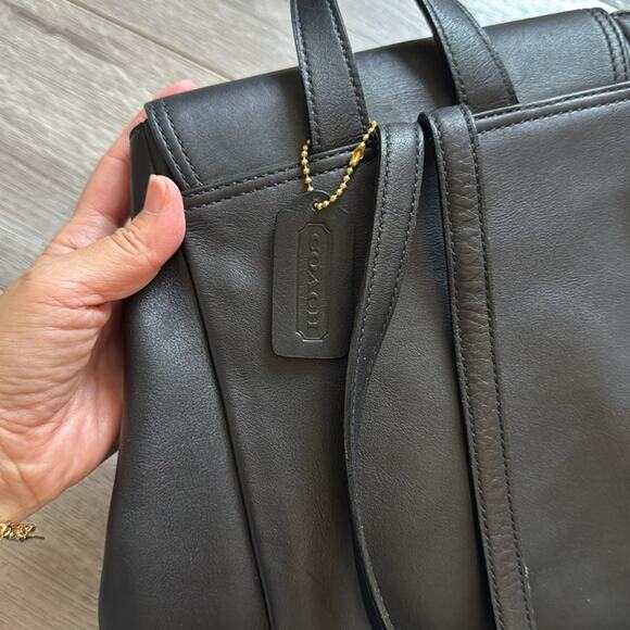 Vintage Coach Hampton Legacy Smooth Black Leather Backpack Bag Y2K - Picture 8 of 9